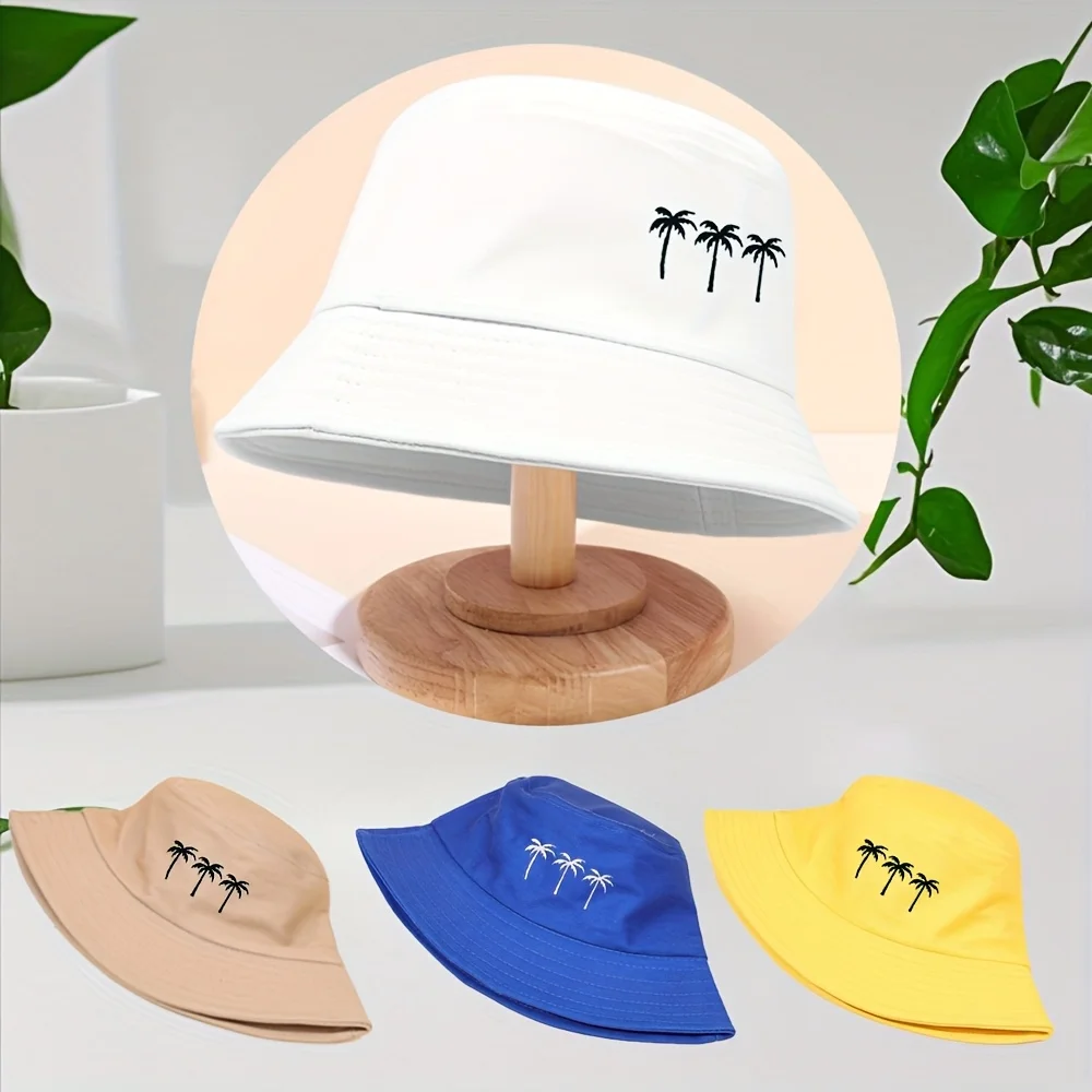 Coconut Tree Print Neutral Fisherman Hat | Lightweight Stylish for Casual Attire Perfect for Summer Outings Beach Vacations