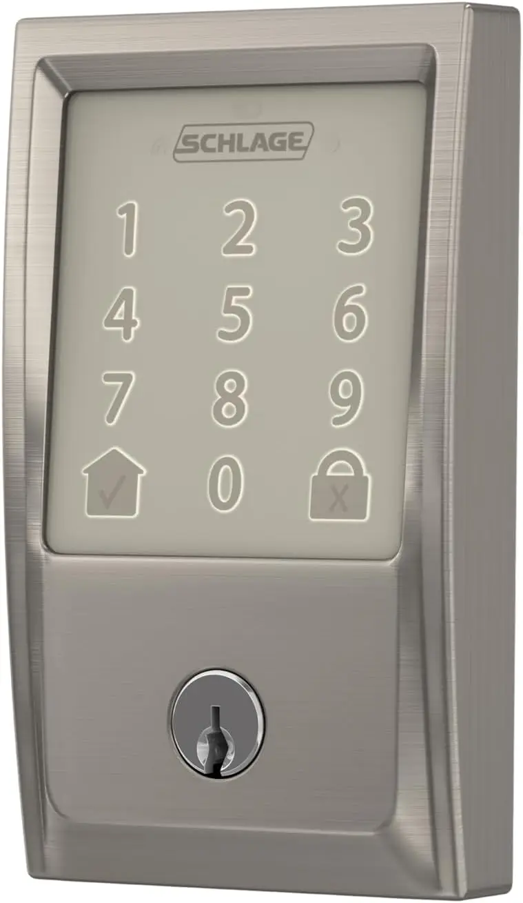 Smart Wi-Fi Deadbolt com guarnição do século, codificar, níquel acetinado