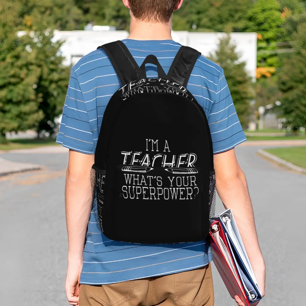 I'm A Teacher, What's Your Superpower Backpack Student BookBag Boys Girls School Bag Laptop Shoulder Bags