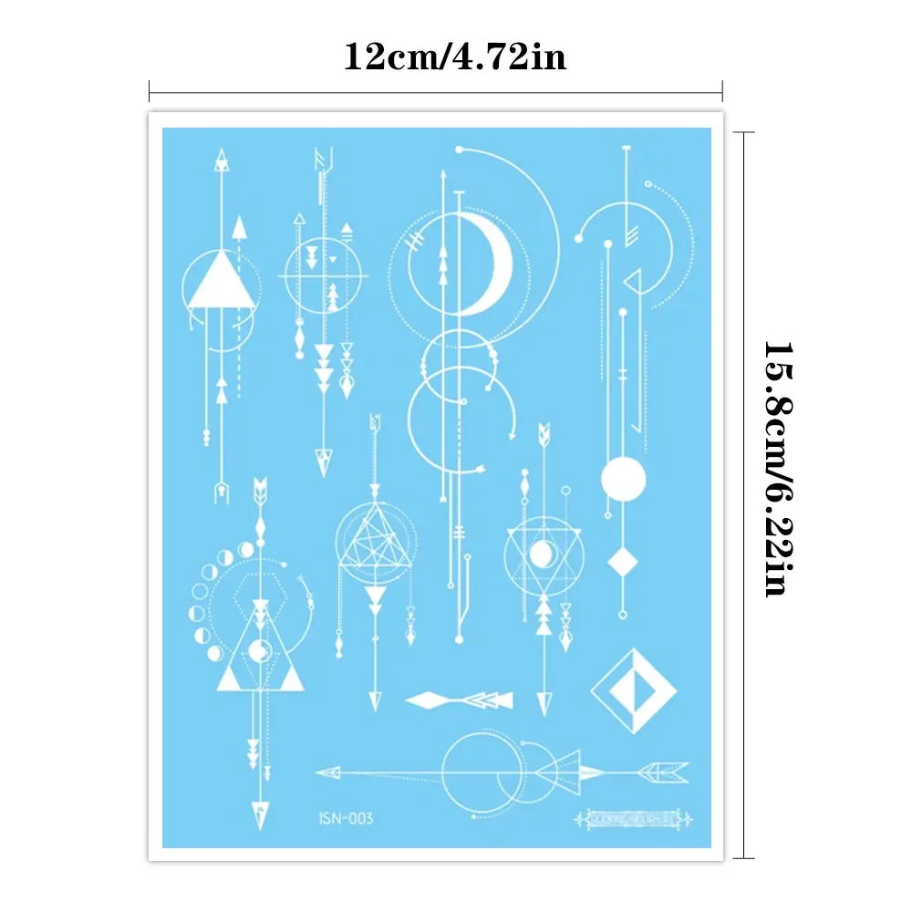 4 قطعة الأزرق مضيئة مقاوم للماء المؤقتة الوشم ملصق هندسي فراشة زهرة الورد القمر النساء الرجال الذراع الجسم الفن الوشم وهمية