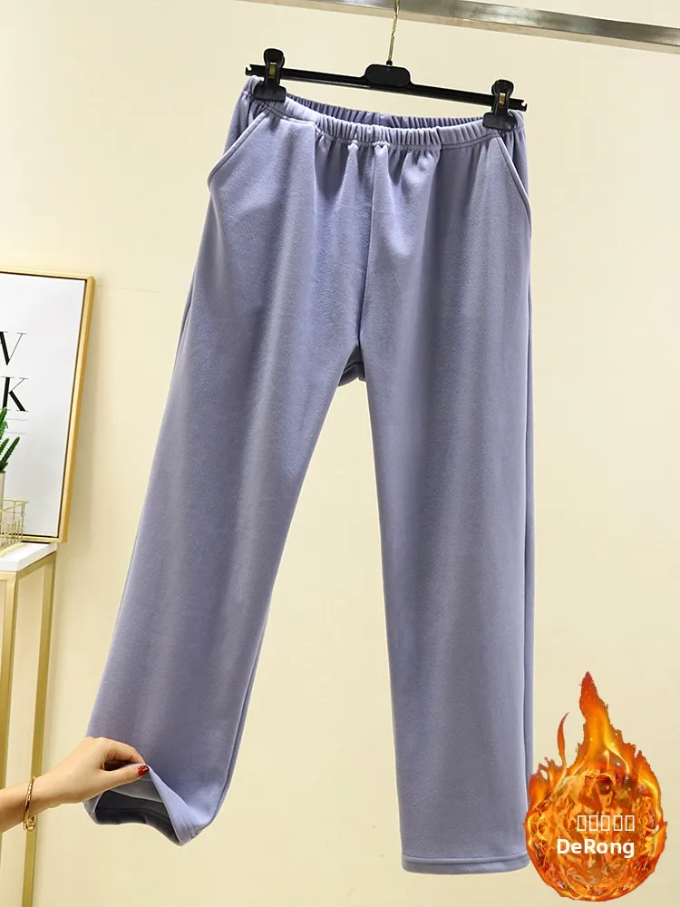 Pantalon décontracté en velours Thiened pour femmes, couleur assortie à tous les vêtements d'extérieur, pantalon long, pantalon large et chaud pour la maison