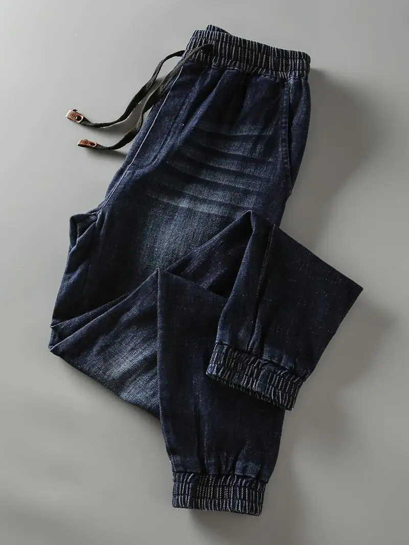 

Retro Waed Faded Men's Casual Jeans Loose Waist Cuffed Long Pants Autumn New Sle Harajuku Sle Japanese Retro Sle