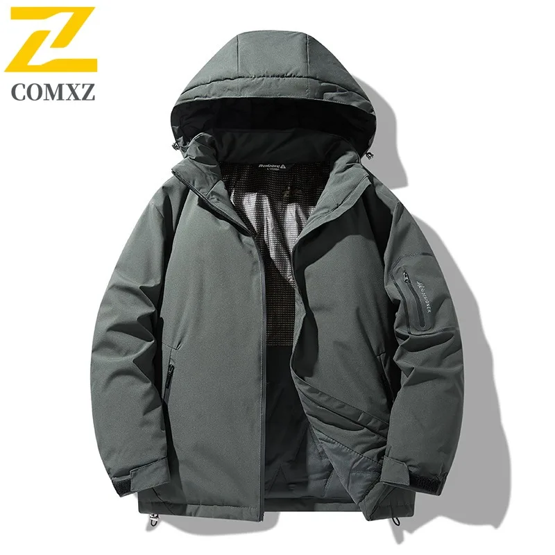 

COMXZ 2025 г., мужское свободное повседневное пальто с капюшоном из графенового материала, теплое толстое хлопковое пальто 23588
