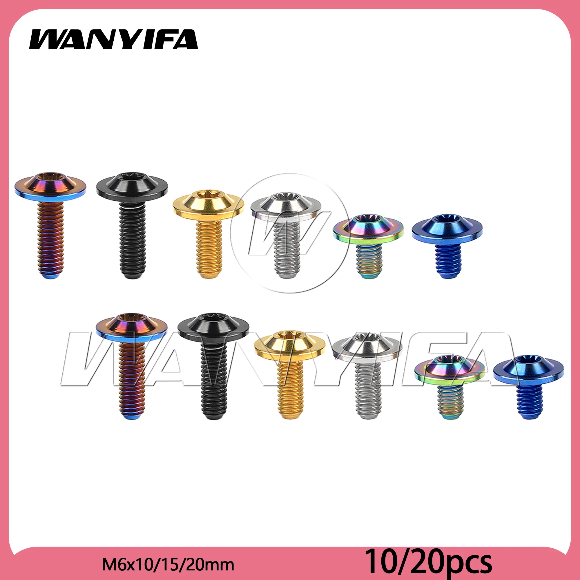 

Wanyifa 10/20pcs Titanium Bolts M6x10/15/20mm Torx T30 Head Screw for Bicycle Motorcycle Fastener