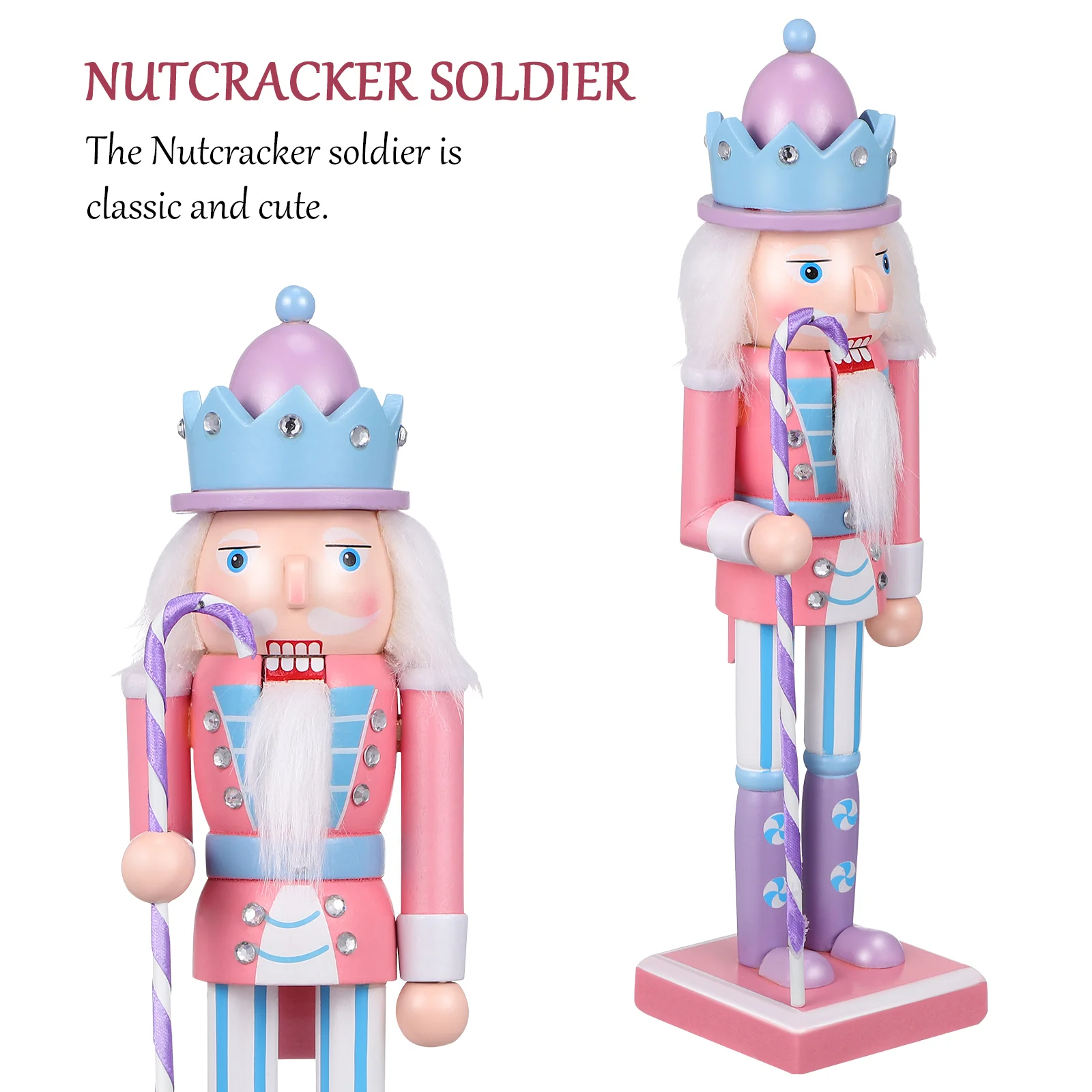 Gingerbread Pink 255cm Christmas Ornament Cake Decorations Paintable Wooden Nutcrackers Figure