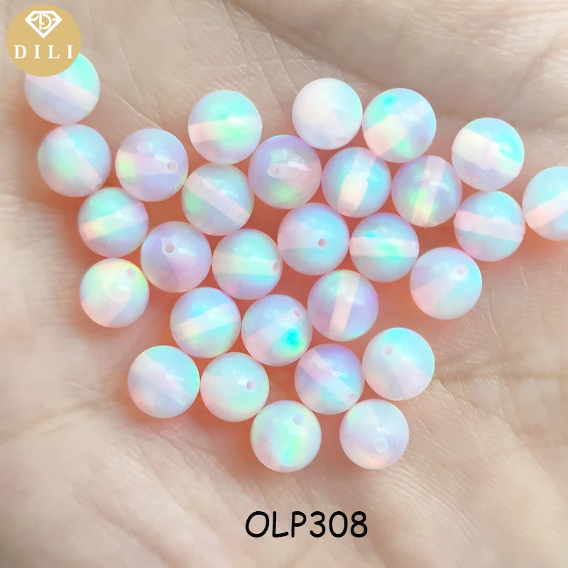 OLP308 Lovely Pink Oparex Nebula Sphere Opal,3mm~10mm Synrthetic With Hole Ball Shape Aurora Opal Beads