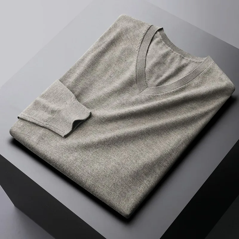 

2022 Autumn Wool Male Sweaters Luxury V Collar Knitted Business Casual Men's Sweaters Fashion Slim Fit Solid Color Man Sweater