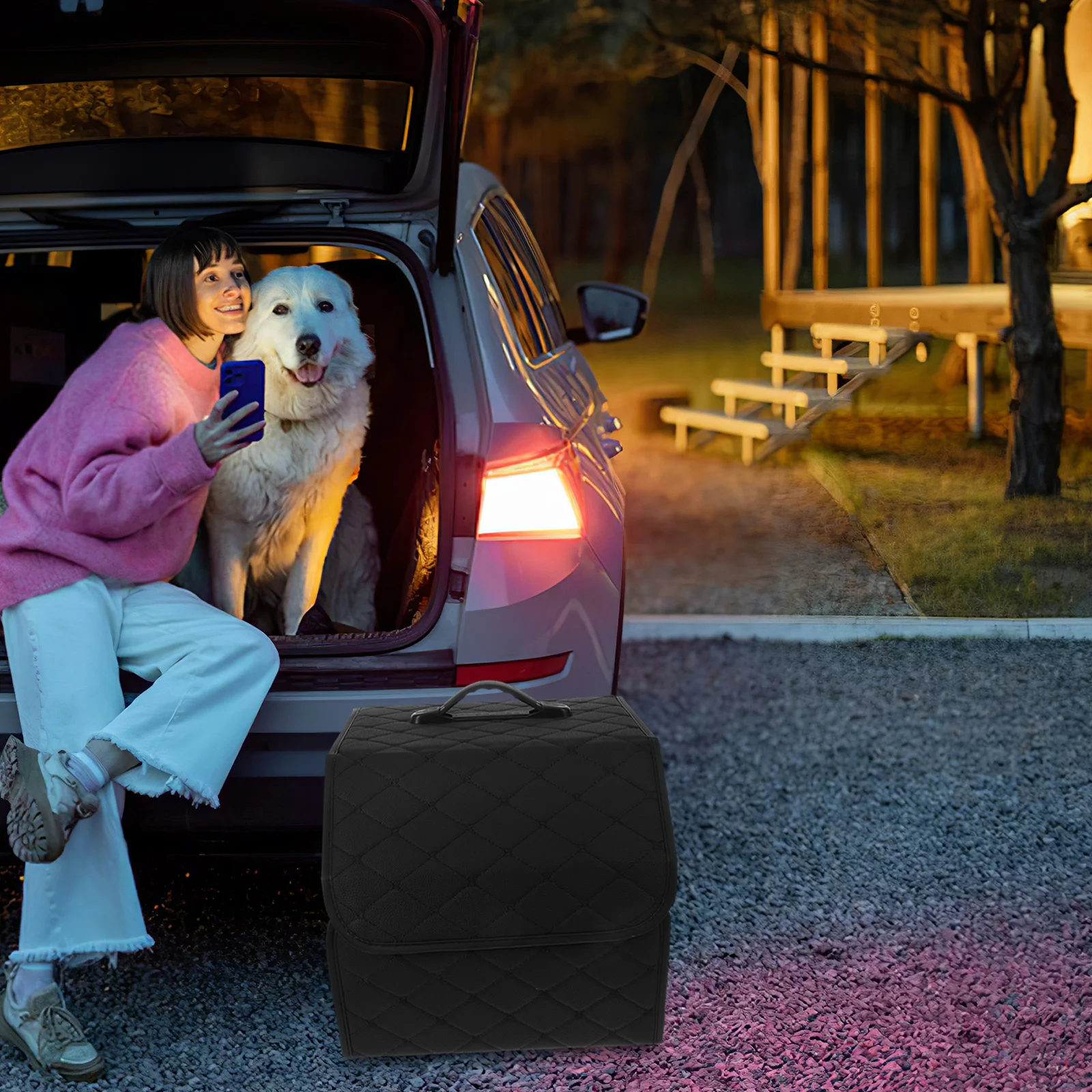 

Large Capacity Foldable Car Storage Box Trunk Organizer for SUV Van Truck Durable Cargo Container Space-Saving Clothes Book