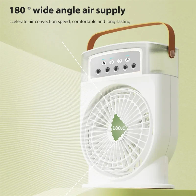 Ventilador eléctrico Mini, aire acondicionado, refrigeración portátil humidificador de, USB, Enfriador de aire, luz nocturna LED, ventiladores de humidificación de niebla de agua