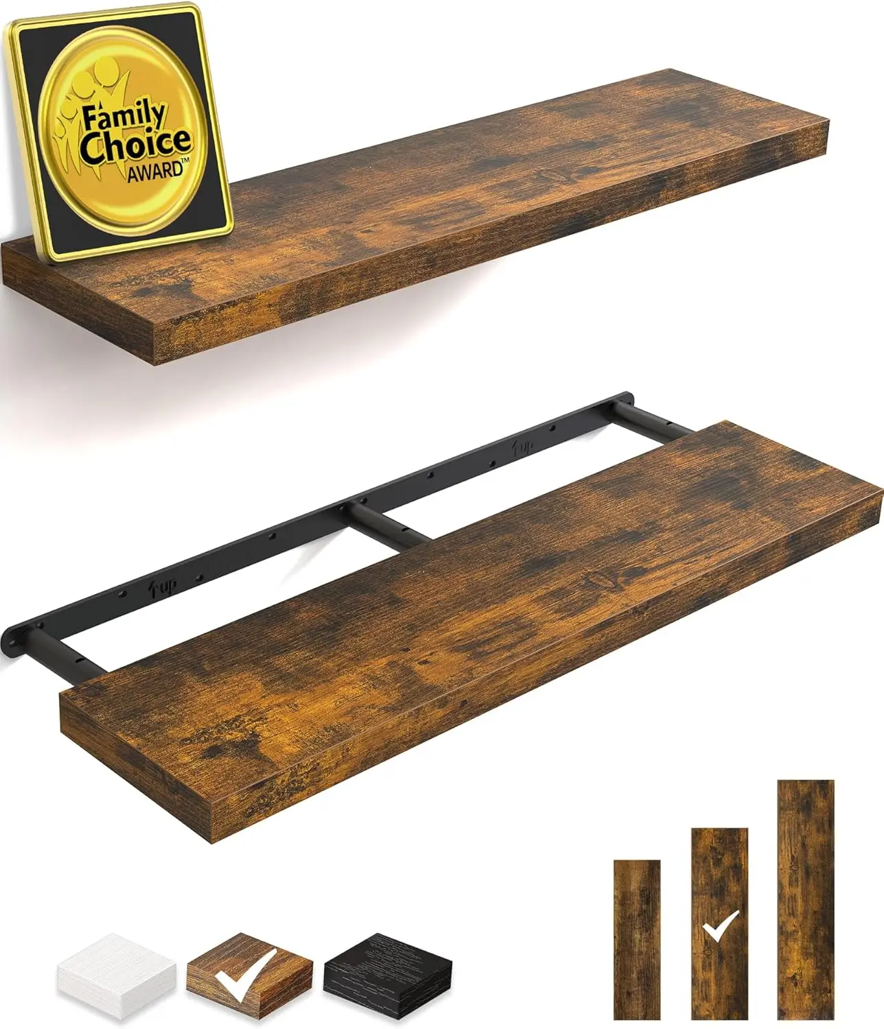 

Floating Shelves, 36" Wall Mounted Rustic Wood Shelves for Bathroom, Bedroom, Living Room,Kitchen,Office,Hanging Shelf for Books
