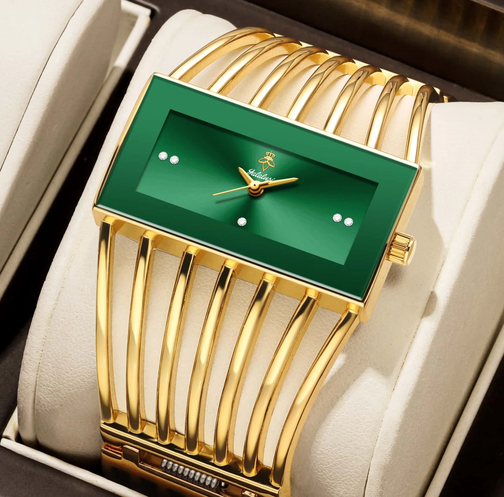 

YaLaLuSi Brand Luxury Fashion Quartz Watch Unique Skeletonized Flexible Bracelet Style Original Gift for Women