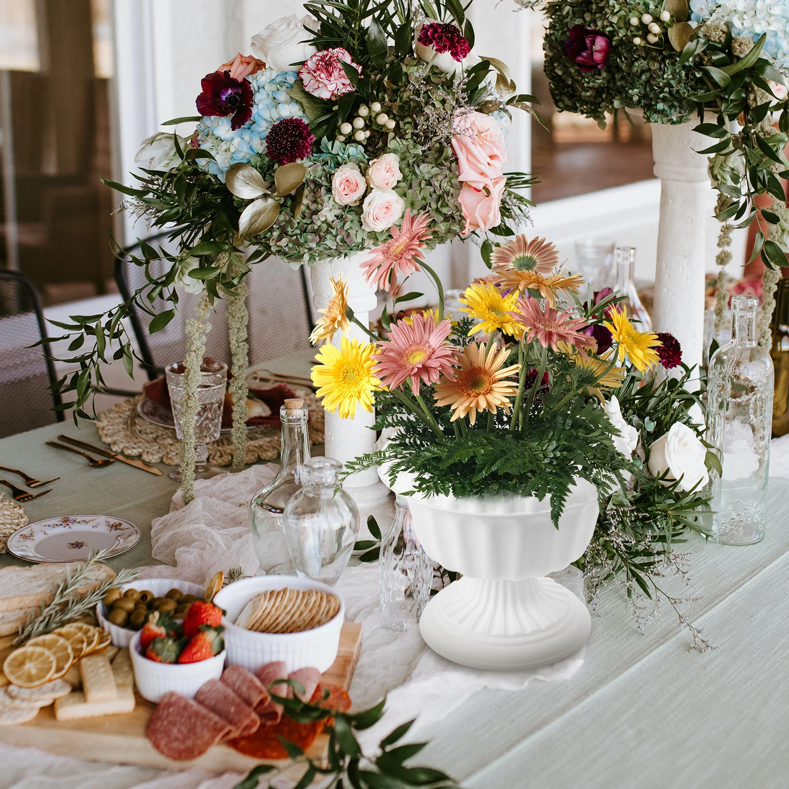 12.5X11.0 Cm Retro Roman Column Artificial Flower Pot Decorative Planter European Style Succulents Container Wedding Flowerpot