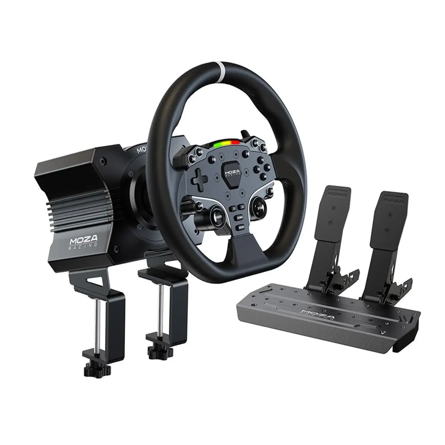 R5 All-in-One PC Gaming Racing Simulator 3PCS Bundle: 5.5Nm Direct Drive Wheel Base, 11-inch Racing Wheel, Anti-Slip