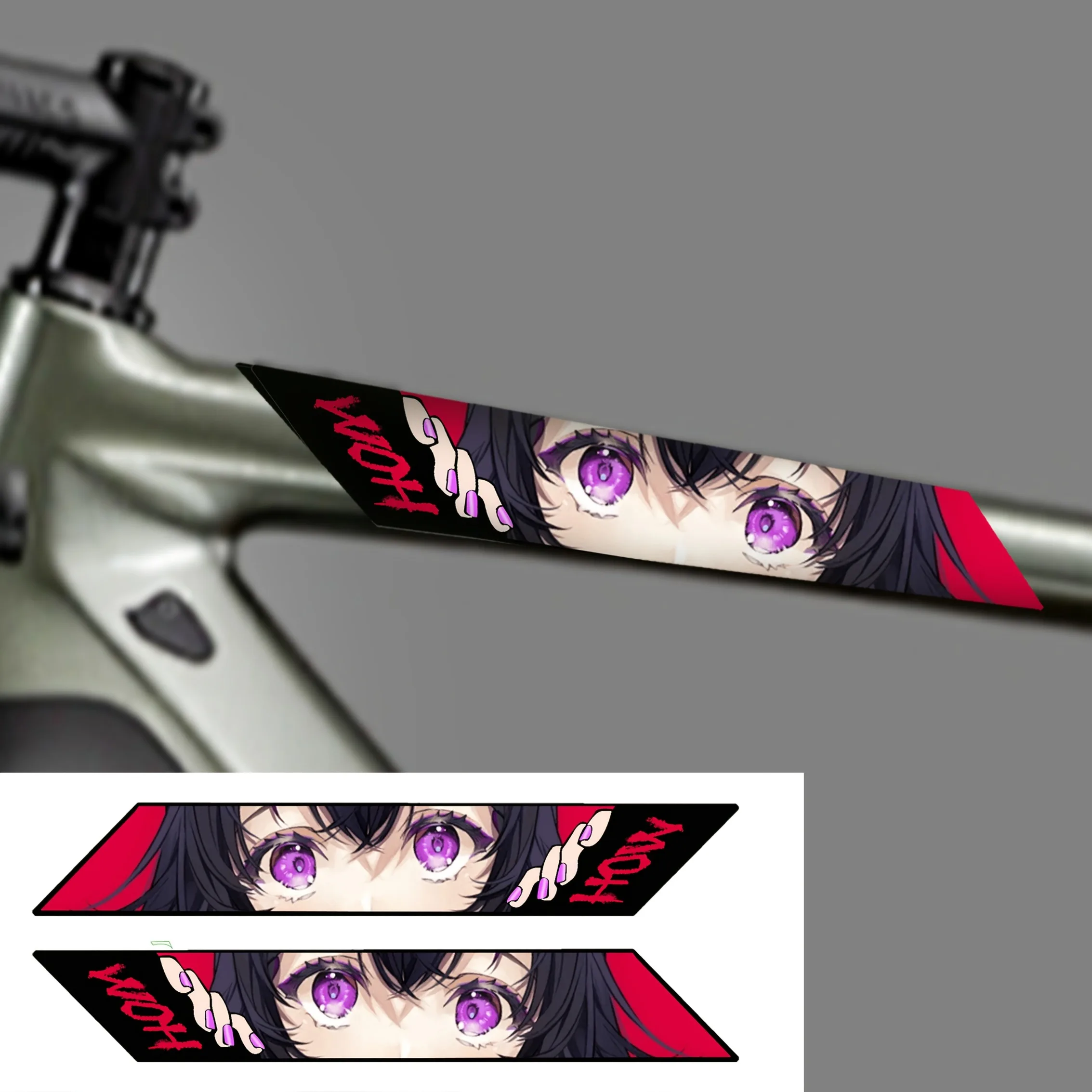 

2D Flat Stickers Anime-Themed Bike Frame Decals | Waterproof Matte Finishes | Road and Mountain Bike Self-Adhesive Plastic