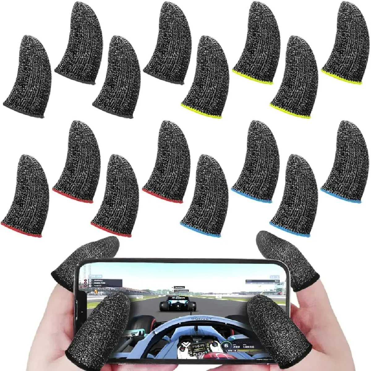 24Pcs Mobile Phone Finger Cuff Fibroid Mobile Game Touch Fiber Screen Breathable And Sweat Walking Resistant Game Finger Cuff