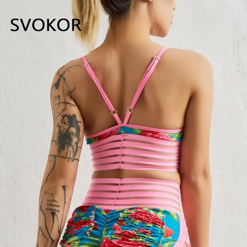 SVOKOR Print Women Bra Sexy Beautiful Back Fitness Underwear Elastic Slim Crop Top Elastic Vest Female Casul Fashion Wear