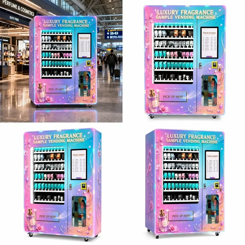 for Luxury Fragrance Sample Vending Machine 21.5 Inch Touch Display Card Payment Custom Wrap for Shopping Mall Retail Beauty