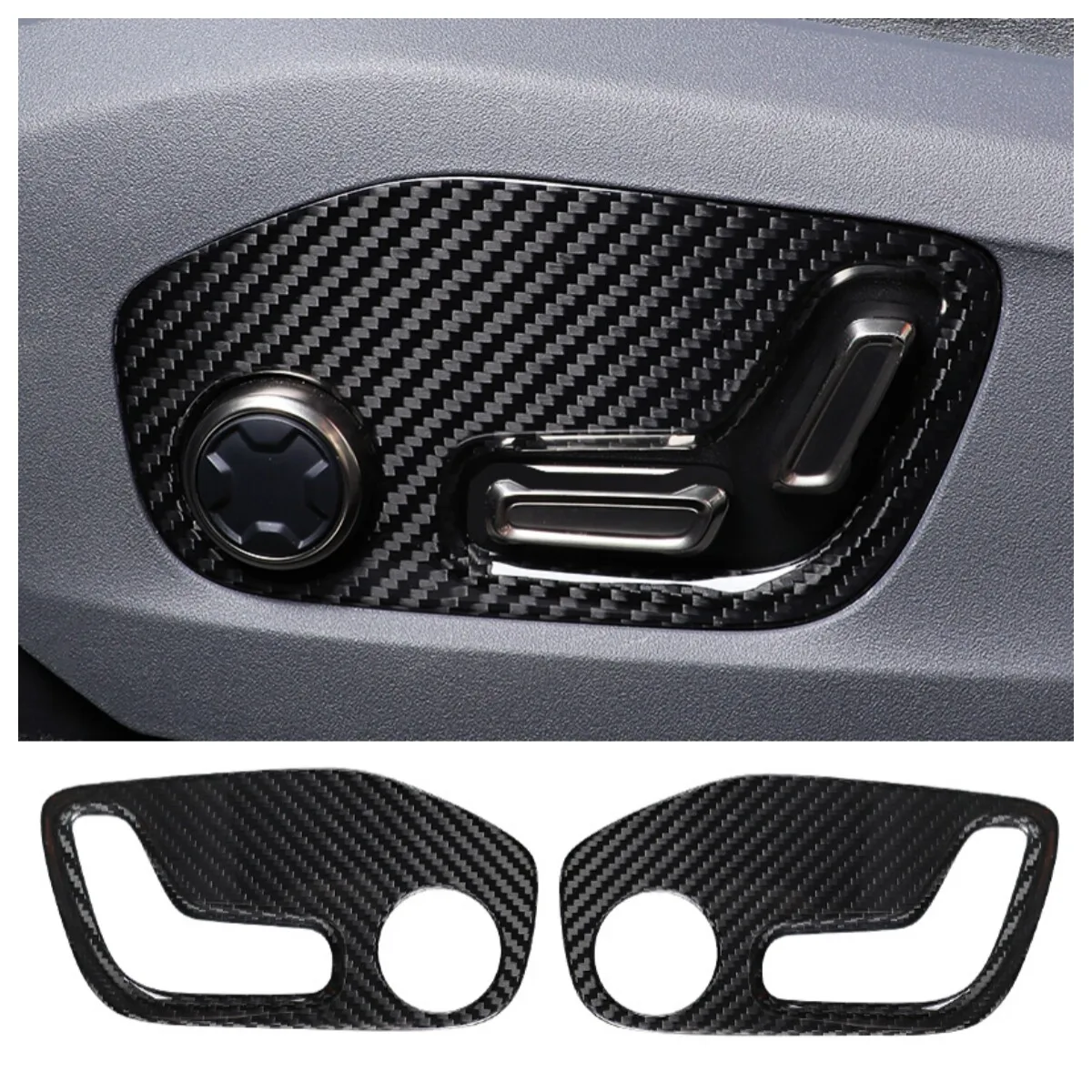 Dry Carbon Fiber Seat Control Panel Cover Sticker Ultra Thin Real Carbon Fiber Interior Trim for Zeekr 001 24-25 Accessories
