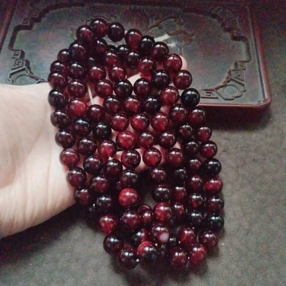 Dark Red Glossy Spherical Bead Strand Multi-layer Woven Bracelet Unisex Boho DIY Jewelry Making Craft Accessories