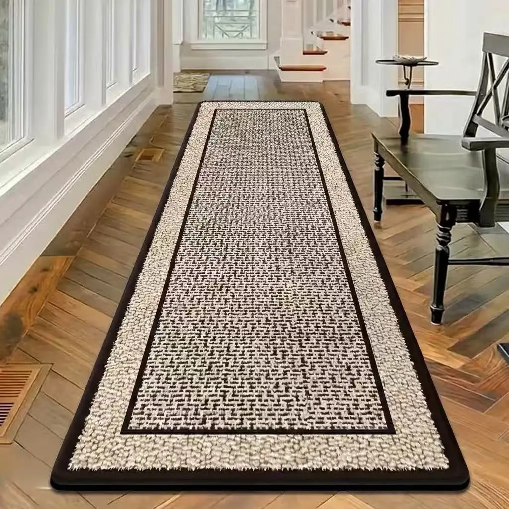 Oversized Long Floor Mat for Hallway, Entryway and Living Room, Rectangular Runner Rug for Outdoor Gatherings and Dining, Suitable for Kitchen and Bathroom, Non-Slip PVC Bottom, Elegant Print