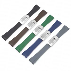 Vòng đeo tay cao su không thấm nước cho đồng hồ, đầu cong của TPU, vòng đeo tay thay thế, Rolex, GMT, Daytona, Submariner, Omega X, Swatch, Moonswatch, 20 mm 10 Đồng hồ sòng bạc bán hàng chính - №9