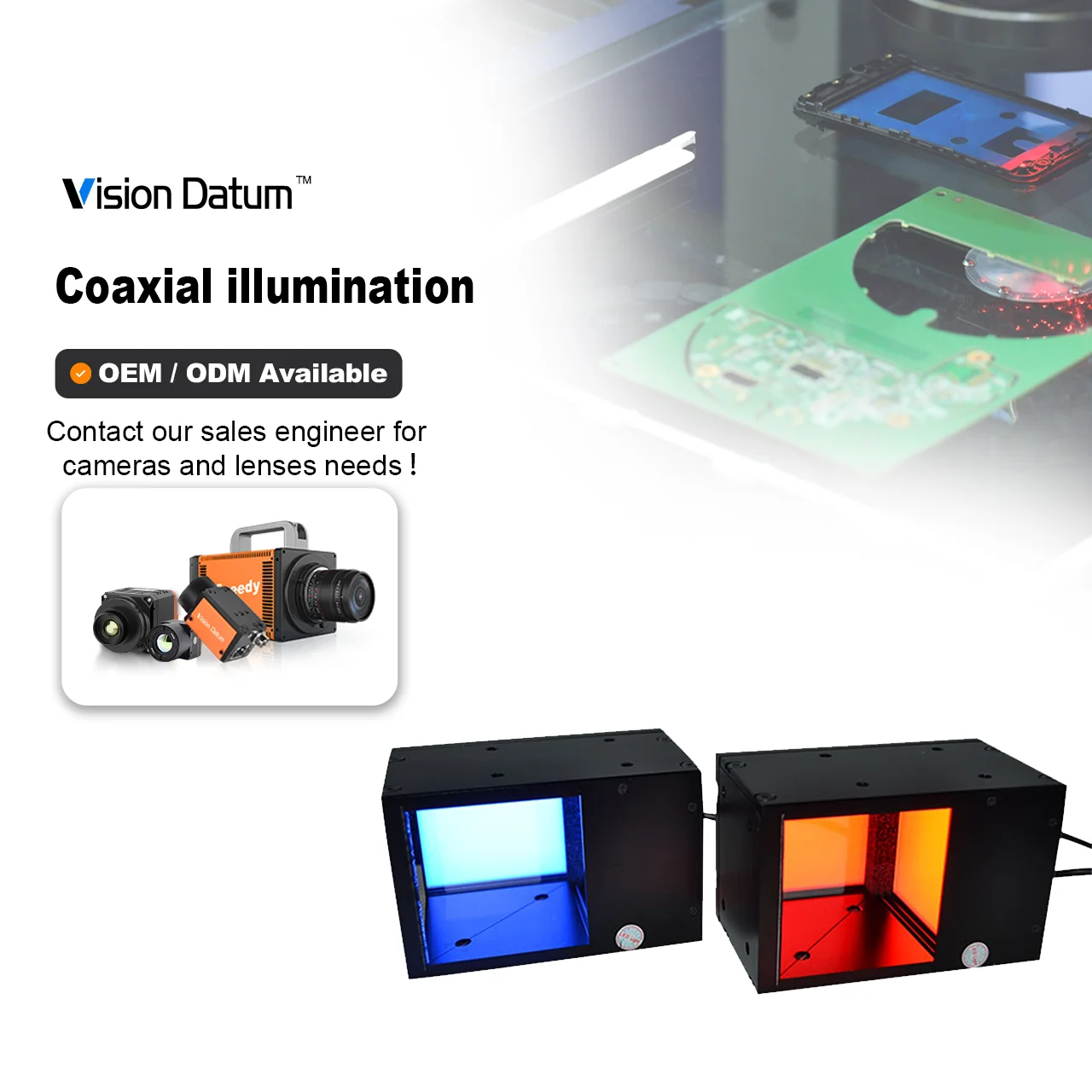 

High Density 24V LED Coaxial Illumination For Inspection Of High Reflective Surface Scratches Vision Datum