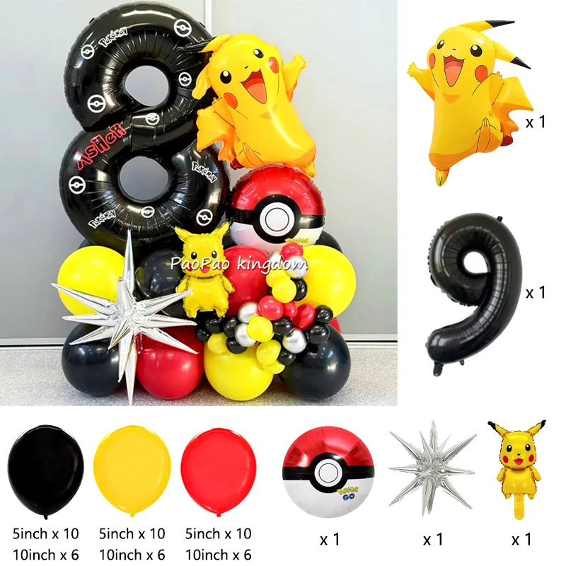 Niedliche Pikachu-Ballons Cartoon-Folienballons Geburtstagsparty-Deko-Set Kinder-Babyparty Feier-Party-Zubehör – Detail 9