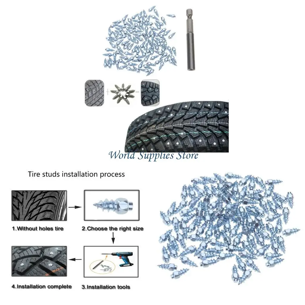 

G6KC 9mm 12mm Car Tires Studs Screw Snow Spikes Wheel Tyres Snow Chains Studs 100Pcs