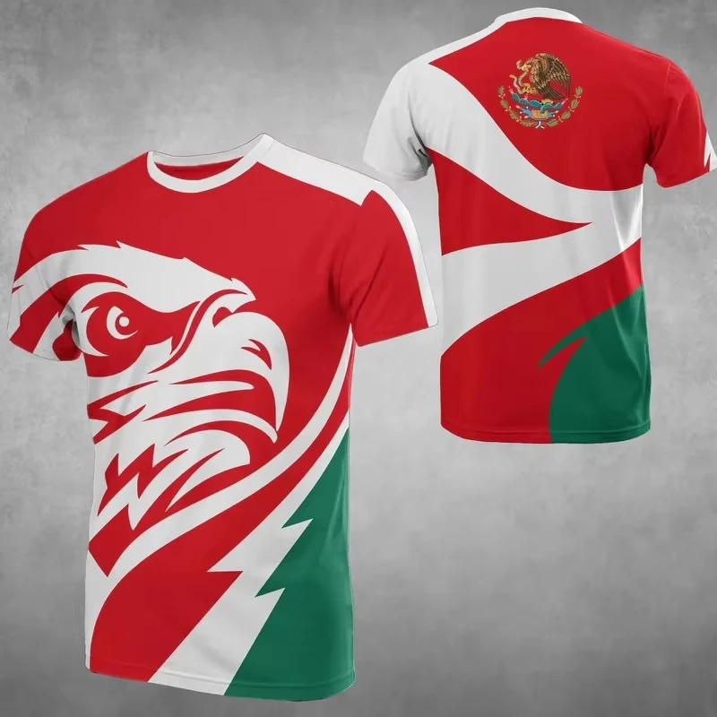 

Children's Clothing Boy Short Sleeve Tops 2-10Y Summer Fashion Mexico Flag 3D Print Graphic T Shirt Perfect for Kids Casual Wear