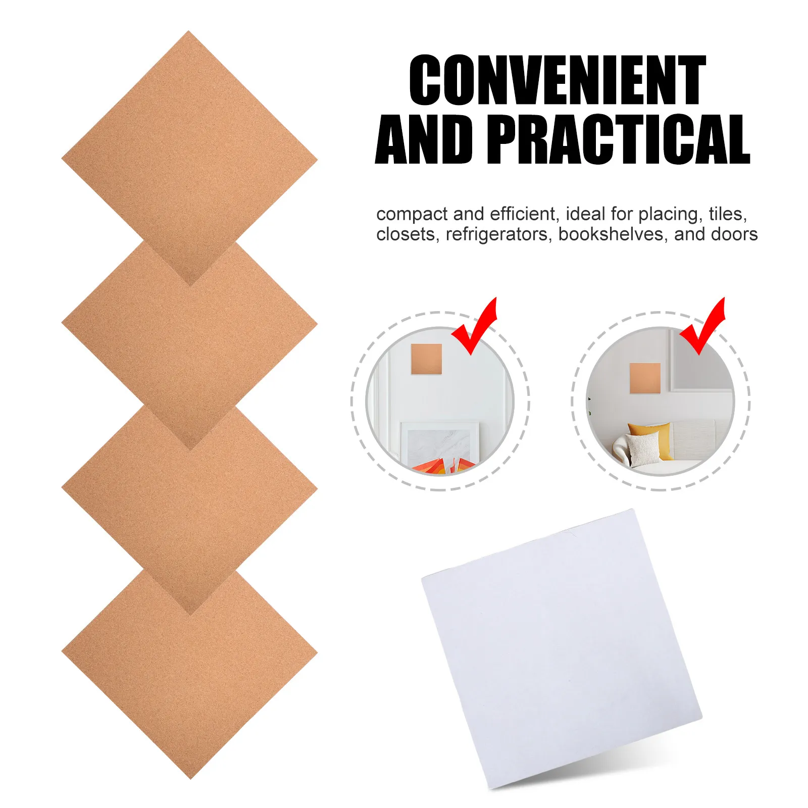 6 Rolls Self Adhesive Cork Board Roll Thick Peel Stick Bulletin Board Cork Sheet for Walls Photo Display Office Memo DIY Crafts