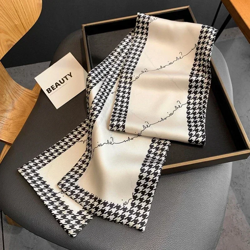 Fashion Skinny Silk Scarf for Women Fashion Hair Ribbons Headbands Bandana Female Bag Wrist Wrap Neckerchief Foulard Neck Ties