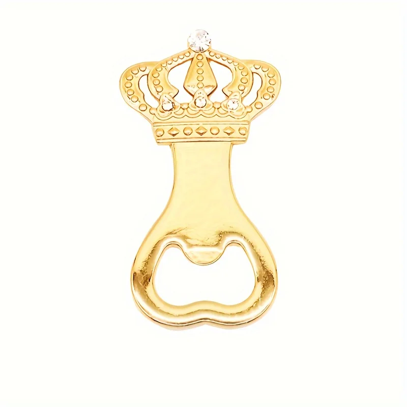 1pc Golden Crown Design Beer Bottle Opener - Durable Alloy Steel, Decorative   Party Accessory - 3.8cm x 8.2cm