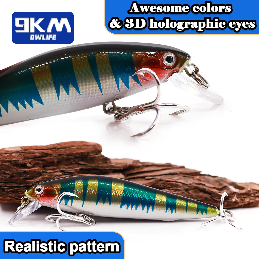 9KM Minnow — señuelo hundido para agua salada con anzuelo triple - imagen 5