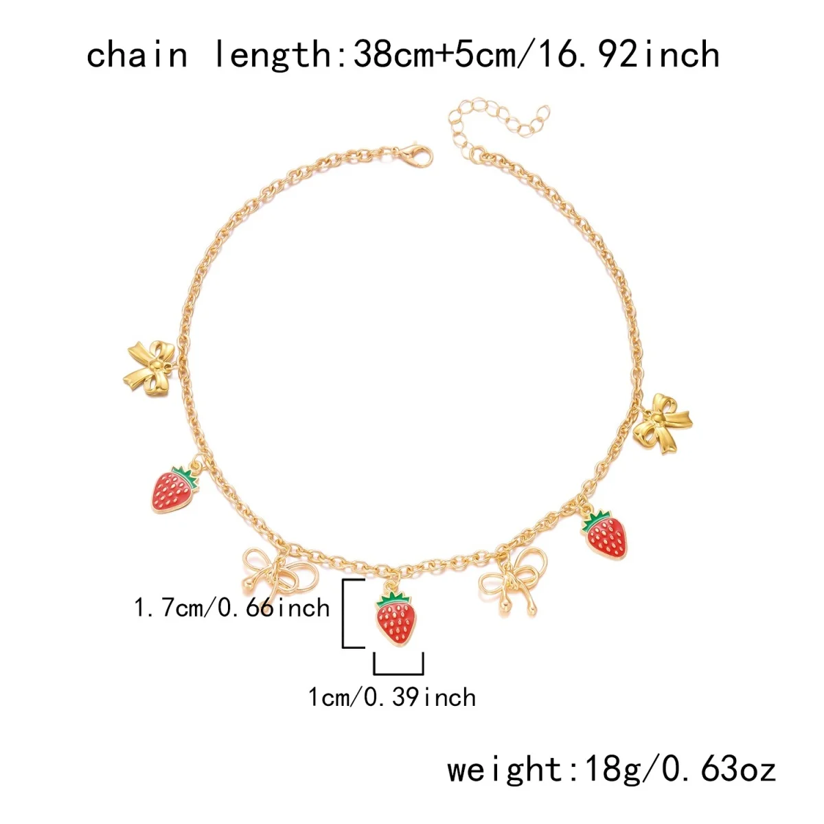 Reisperlen-Erdbeer-Anhänger-Halskette für Damen und Herren, süße, niedliche Kirsch-Herz-Schleifen-Quasten-Halskette, Y2K-Sommer-Modeschmuck – Detail 32
