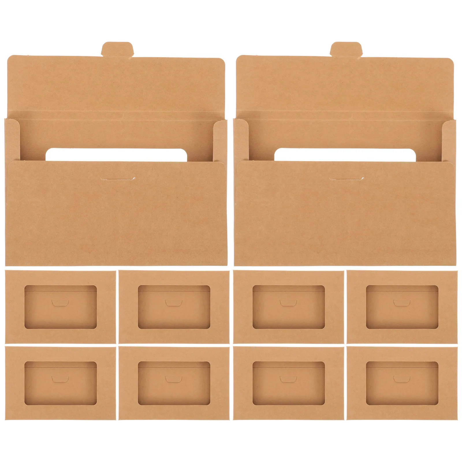

10Pcs Envelop Paper Boxes Kraft Paper Postcard Storage Box Open Window Mailing Letter Invoice Organizer Envelop Box