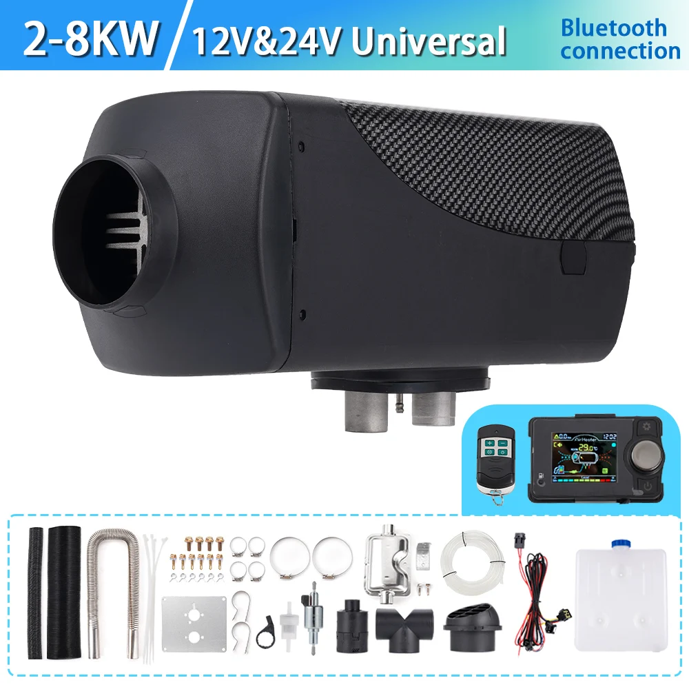 12V 24V Air Heater for RV Trailer Camper 2/5/8KW Diesel Heater bluetooth App & Remote Control w/Automatic Altitude Adjustment