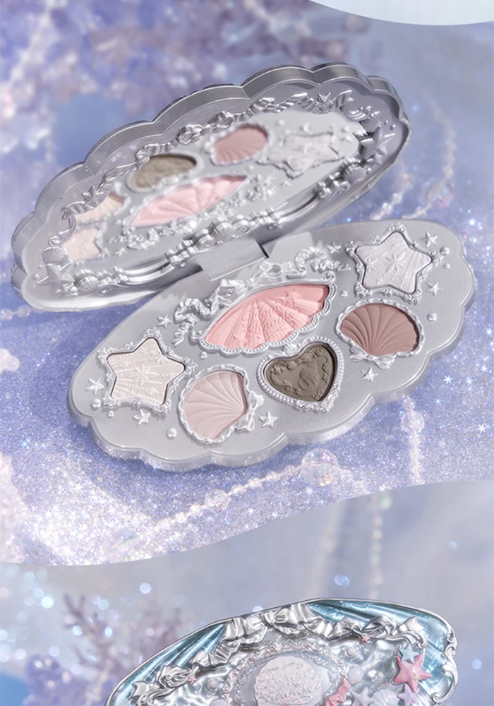 Flower Knows Shell Pearl Collection 6Colors Matte Pearl Sea Eyeshadow Palette Metallic High-Pigment Long-lasting Eye Makeup