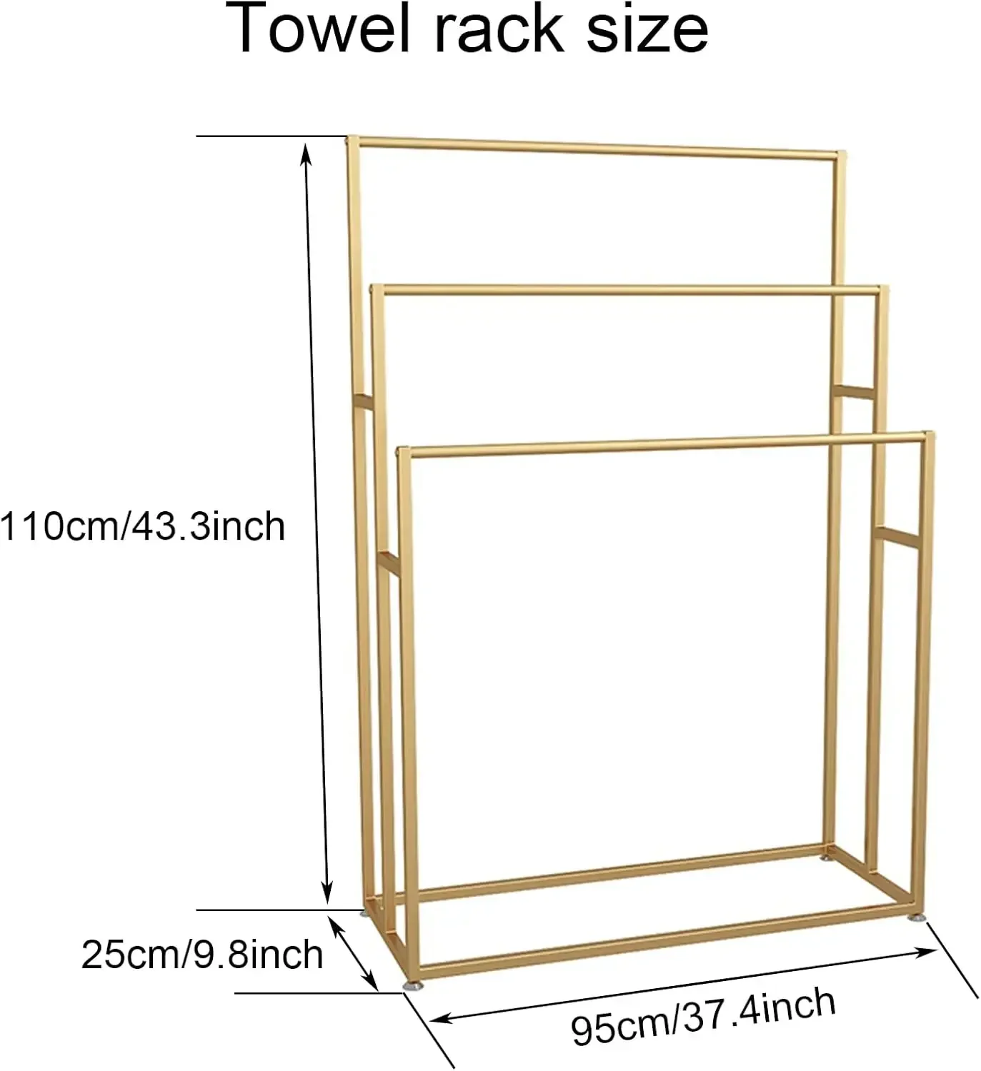 Large Size Standing Towel Racks for Bathroom, Freestanding 3 Tiers Modern Blanket Rack for Living Room, Metal Towel Ladder