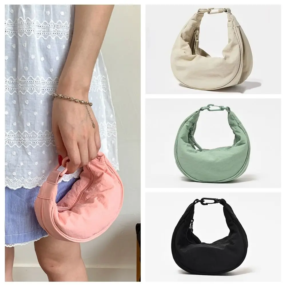 

Cute Korean Style Nylon Crossbody Bag Handbag Solid Color Mini Dumpling Bag Lightweight Oxford Cloth Shoulder Bag Travel