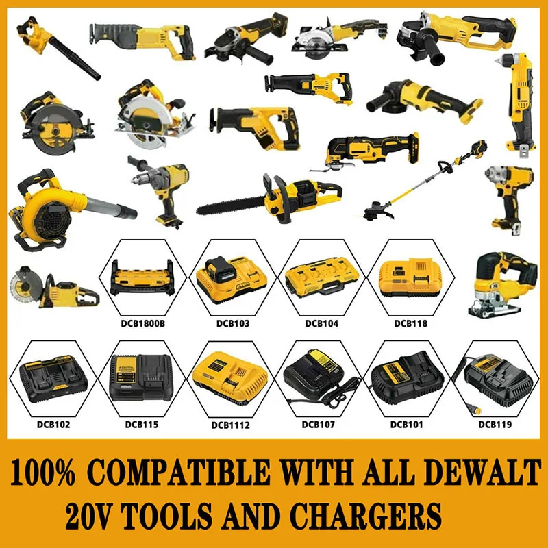 DCB200 20V Battery Compatible with dewalt power Tools 18V 12Ah rechargeable electric tool Lithium batteries 20V 18Volt 18v 12Ah