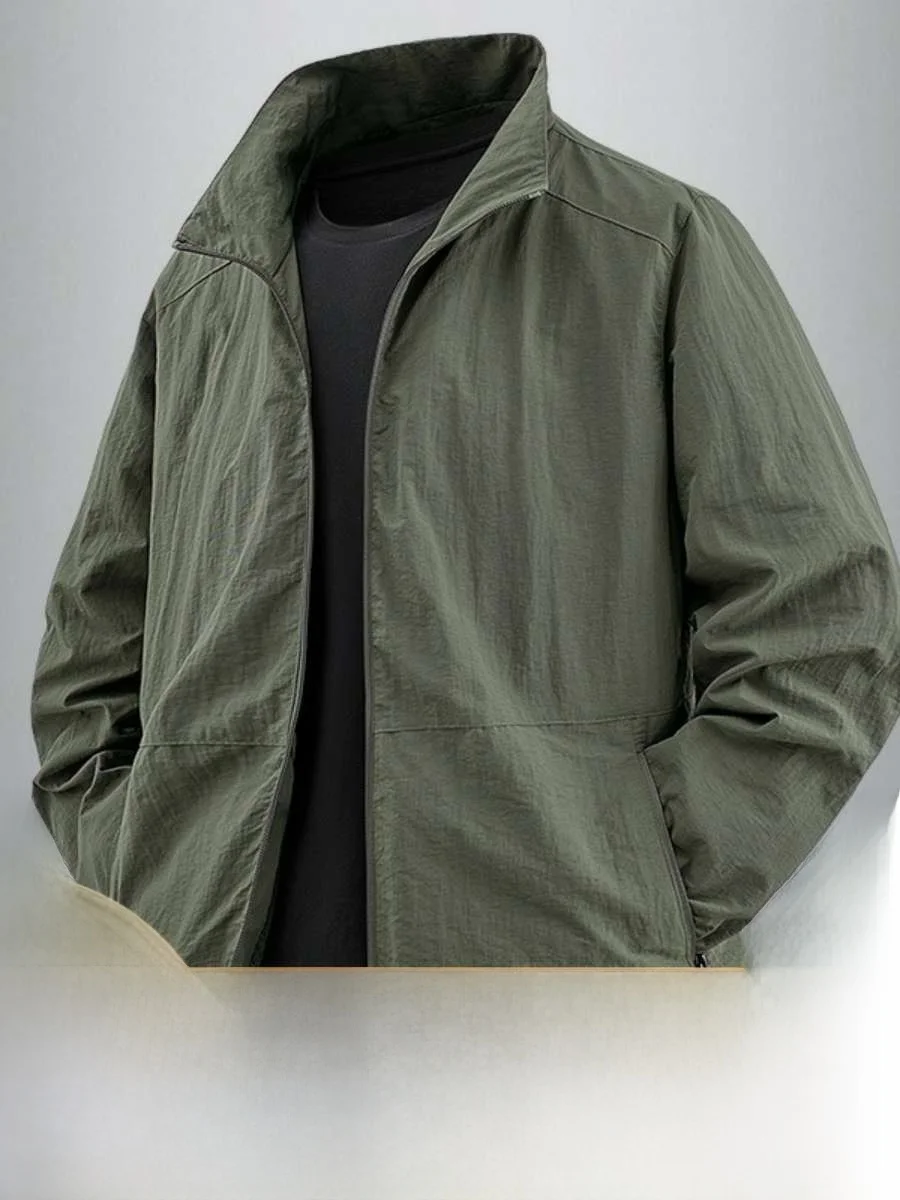 

Новая мужская демисезонная куртка с воротником-стойкой, тонкая, повседневная, водонепроницаемая, легкая, модная мужская одежда