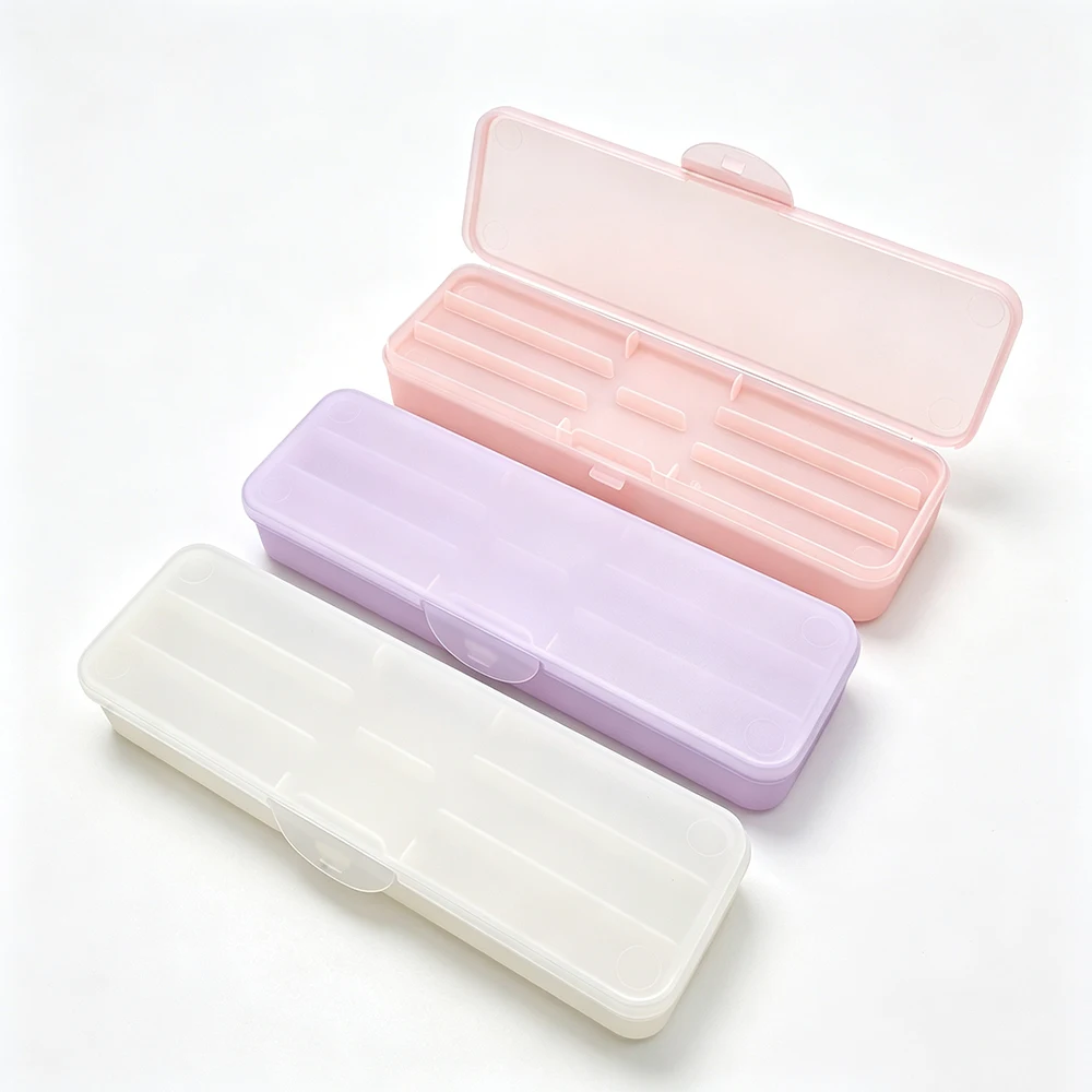 Frosted PP Nail Tool Organizer Box Double-Layer Portable Built In Divider Case For Nail Pen Brush Makeup Stand Manicure Supplies