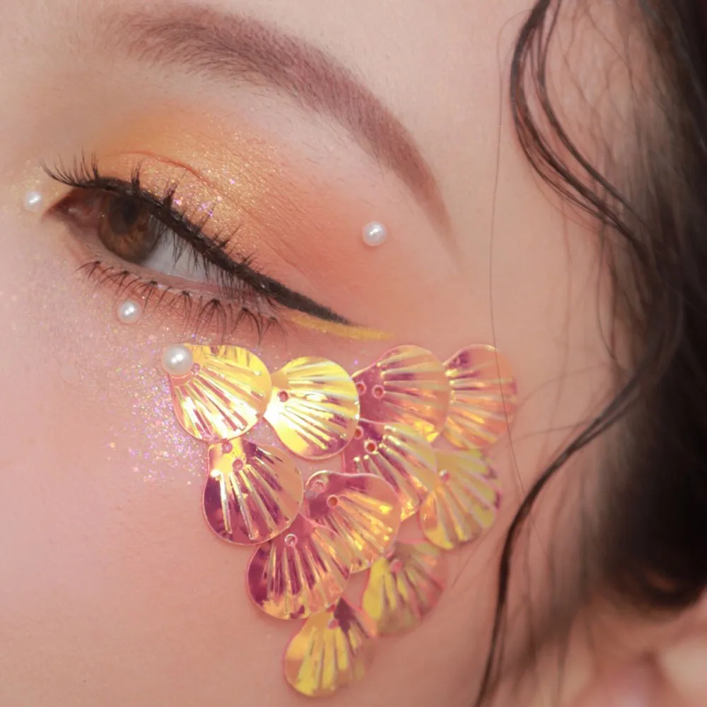 DIY Glitter Powder Flash Mermaid Flake Fish scales Face Shinny Gel Pigment Eye corner stickers Shell sequins Eye Makeup Sequins