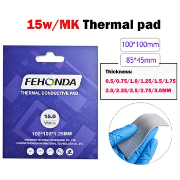 Fehonda CPU GPU 말단 실리콘 시트, 열 패드, 모든 크기, 15w, 12.8w, 8w, 100*100, 0.75mm, 1.25mm, 2.25mm, 3.0mm 