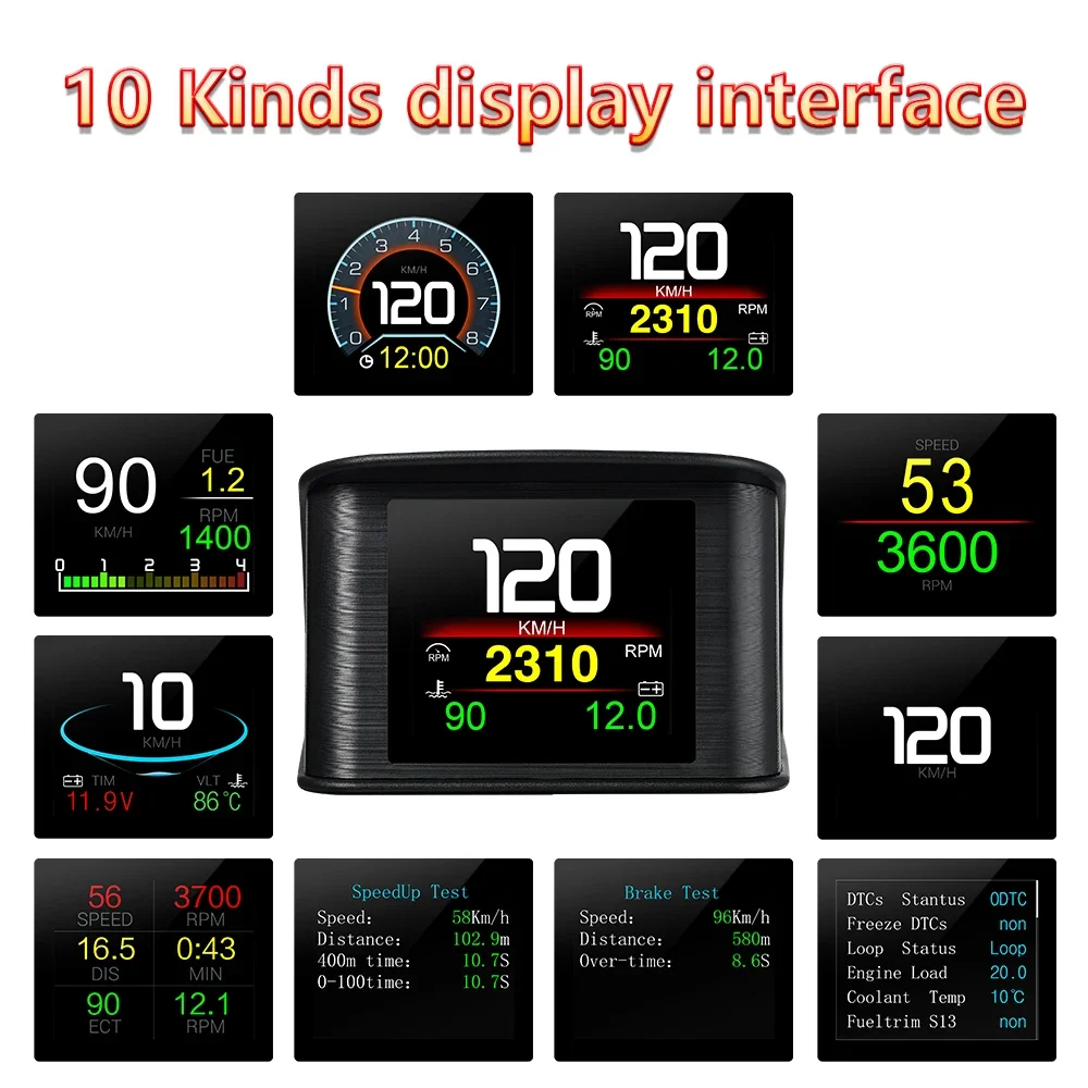Neues OBD2 - P10 Pro Auto-LCD-Messgerät Smart Auto Digital Head Up Display mit 12 Hauptfunktionen Alnrm-System für Auto – Detail 26