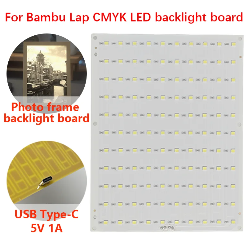 10pcs For Bambu CMYK LED backlight board CMYK Lithophane LED Backlight Board 5V1A USB-C power supply 10x11 110bit