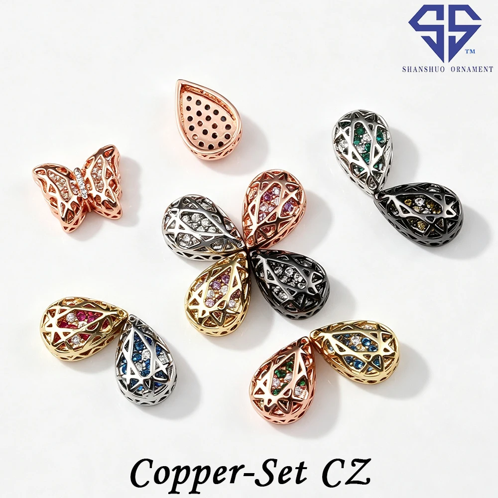SS Teardrop Copper-Set CZ Zircon Glitter Strass Sew-On Rhinestones Crystal For DIY Dress Decoration Craft Accessories