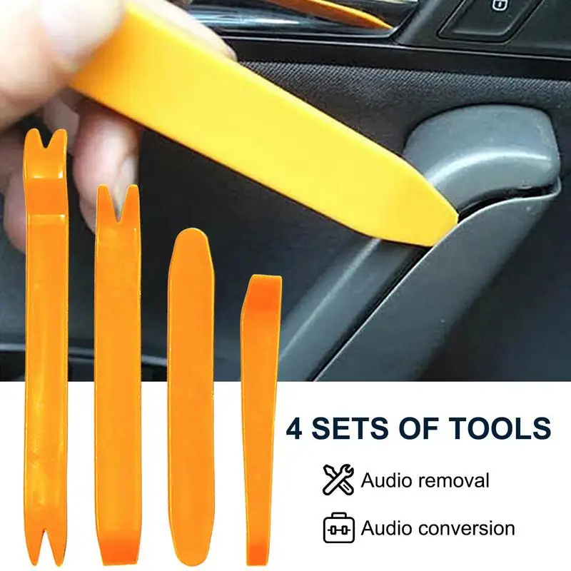 4PCs Car Audio Disassembly Trim Remover Pry Tool Plastic Auto Interior Play Panel Clip Rocker Crowbar Dash Radio Installer Clip