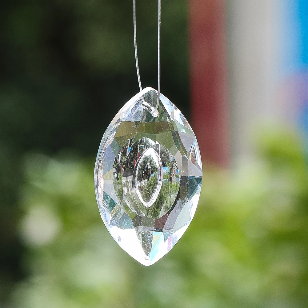 5cm Transparent Eye Shape Glass Prism Clear Shinning Crystal Pendants Sunlight Collector Daylighting Garden Courtyard Decoration