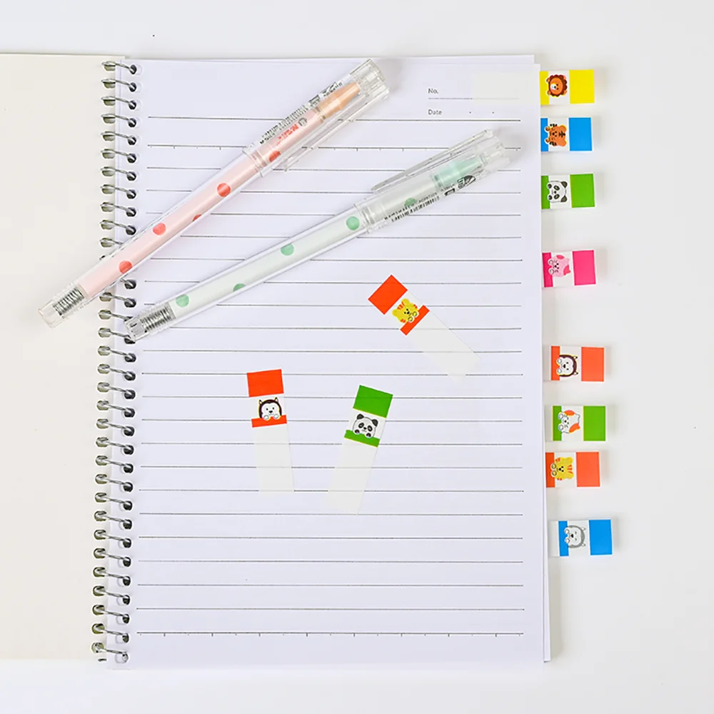 Cute Animal Pattern Sticky Note Lovely Writable Easy Bookmarks Classify Files Flags Colorful Index Tabs for Office and Students 